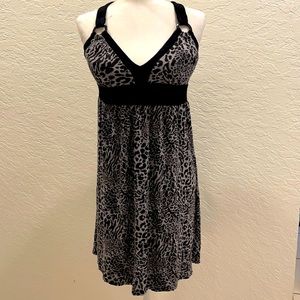 Guess black gray leopard print dress, swimsuit coverup or nightgown versatile